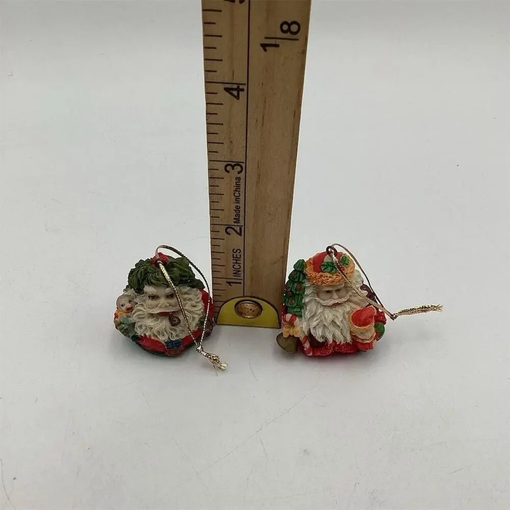 Set of 5 Vintage Santa Claus Christmas‎ Ornaments Multicolor 2”
